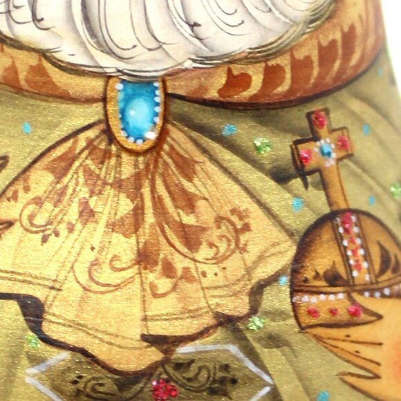 Russia Folk Art Roly-Poly Matryoshka Father Christmas Doll w/Bell Chime 1998 VTG - Picture 8 of 8